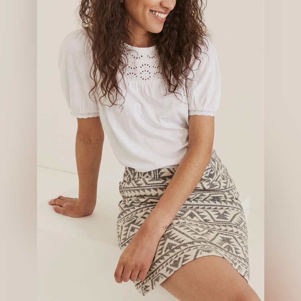 Fat Face Beth Jacquard Pencil Patterned Gray Skirt